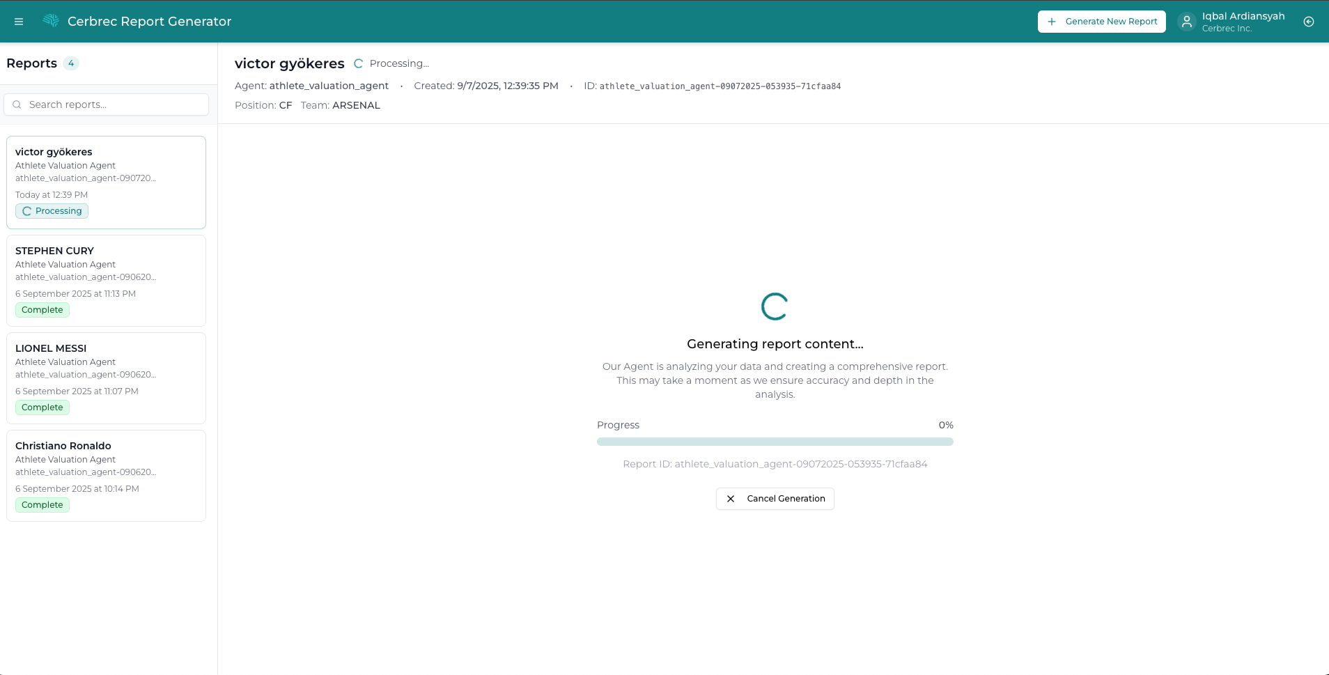 Report Generation in Progress