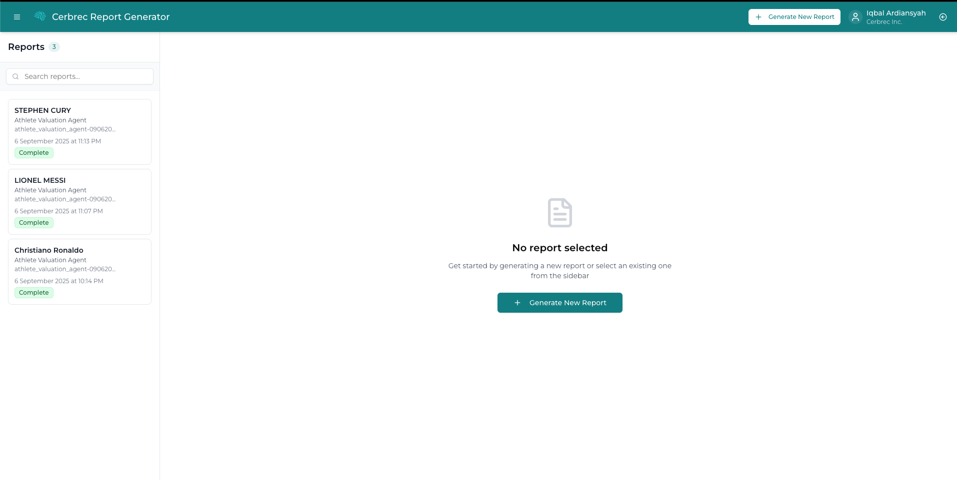 Report Generation Dashboard